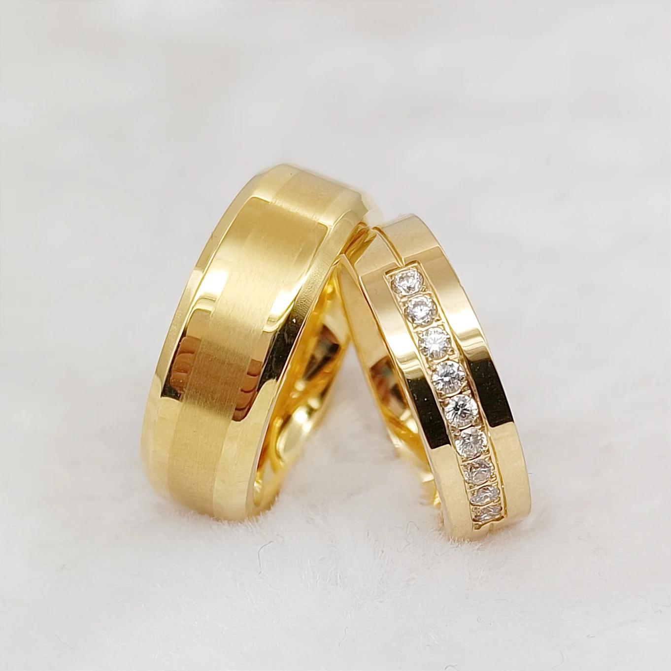 High Quality Handmade Lovers fashion jewelry rings 2023 Latest 24 carat Gold plated Promise wedding ring designs for